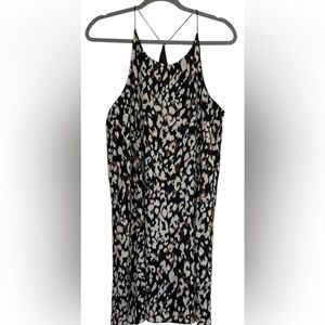 She and Sky Animal Print Halter Top Dress Loose Flowing Sleeveless Sz L